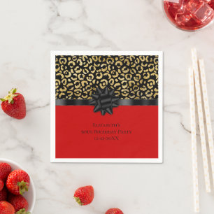 Serviette En Papier Personnaliser Impression Anniversaire Rouge Noir O