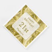 Serviette En Papier Personnaliser : "Joyeux Anniversaire" Or Texté (Coin)