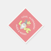Serviette En Papier Personnaliser L'Amour Gnome Coeur Jaune Et Gris (Coin)