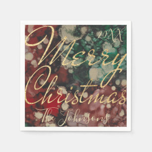 Serviette En Papier Personnaliser le design de Noël Rouge Vert Or