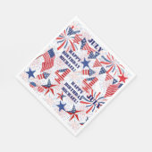 Serviette En Papier Personnaliser le nom Juillet Anniversaire Rouge Bl (Coin)