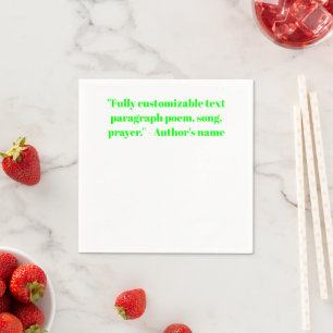 Serviette En Papier Personnaliser le texte du nom néon vert minimalist