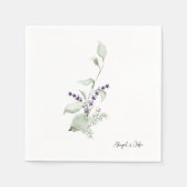 Serviette En Papier Personnaliser les noms Foliing & Lavender Mariage (Devant)
