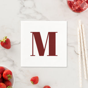 Serviette En Papier Personnaliser monogramme initial bordeaux blanc