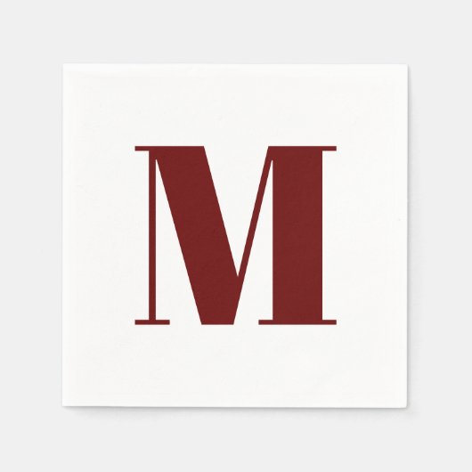 Serviette En Papier Personnaliser monogramme initial bordeaux blanc (Devant)