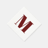 Serviette En Papier Personnaliser monogramme initial bordeaux blanc (Coin)