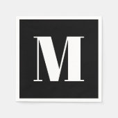 Serviette En Papier Personnaliser monogramme initial noir blanc (Devant)