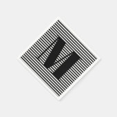 Serviette En Papier Personnaliser monogramme initial noir blanc rayure (Coin)