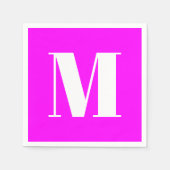 Serviette En Papier Personnaliser monogramme magenta initial blanc (Devant)