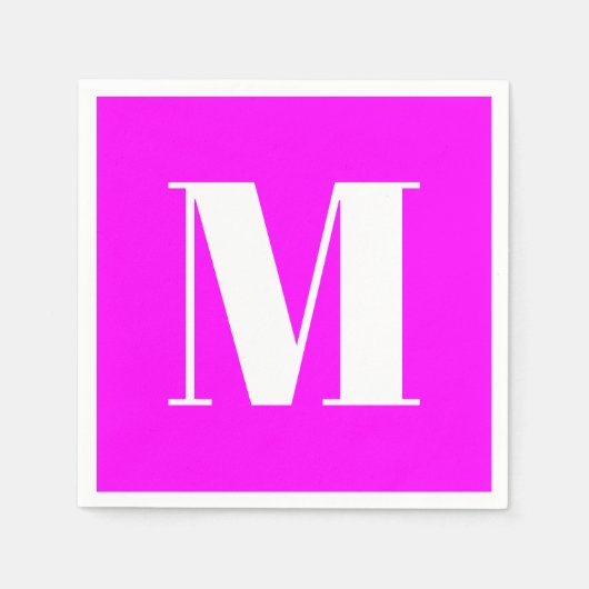 Serviette En Papier Personnaliser monogramme magenta initial blanc (Devant)
