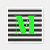 Serviette En Papier Personnaliser monogramme noir blanc rayures néon v (Devant)