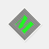 Serviette En Papier Personnaliser monogramme noir blanc rayures néon v (Coin)