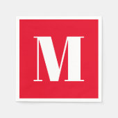 Serviette En Papier Personnaliser monogramme rouge initial blanc (Devant)