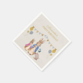 Serviette En Papier Personnaliser Peter lapin lin beige 1er anniversai (Coin)