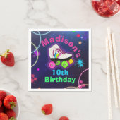 Serviette En Papier Personnaliser Roller Patinage Neon Anniversaire se (En situation)
