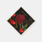 Serviette En Papier Personnaliser Romantique Red Hearts Rose Gold Ruba (Coin)