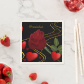 Serviette En Papier Personnaliser Romantique Red Hearts Rose Gold Ruba (En situation)