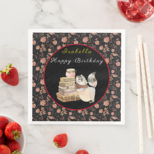 Serviette En Papier Personnaliser Sweet Raccoon Texte et couleur