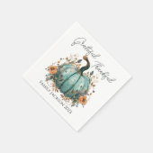 Serviette En Papier Personnaliser Thanksgiving Rustic Blue Citrouille (Coin)