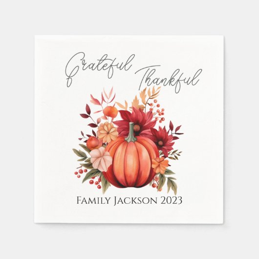 Serviette En Papier Personnaliser Thanksgiving Rustic Red Citrouille (Devant)