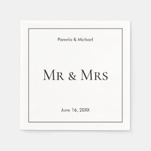 Serviette En Papier Personnalisez Framed B&W Mr & Mrs.
