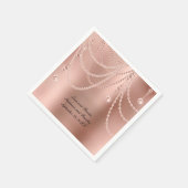Serviette En Papier Personnalisez le Mariage Rose Gold Pearls Diamond (Coin)