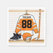 Serviette En Papier Personnalized orange et blanc hockey Jersey (Devant)