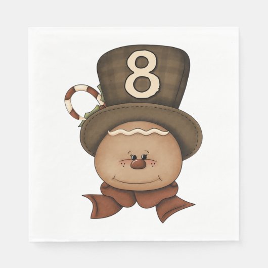 Serviette En Papier Personne Numéro 8 Dans Un Casquette Serviettes (Devant)
