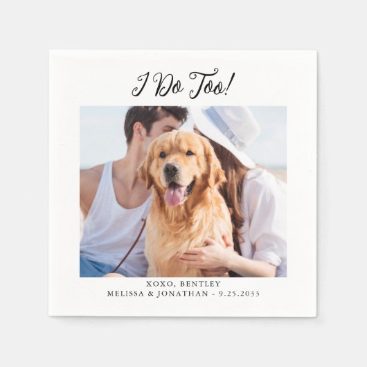 Serviette En Papier Pet Chien Chat Personnalisé Photo Moderne Mariage (Devant)