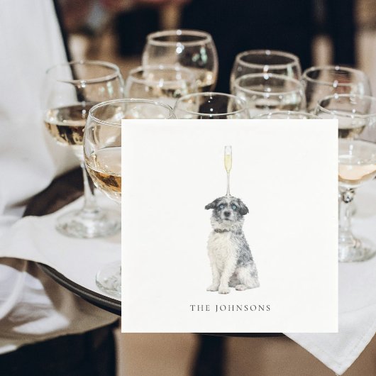 Serviette En Papier Pet with Champagne Glass Wedding II