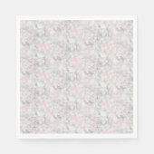 Serviette En Papier Pétales Blanches À Fleur D'Hydrangée Sur Rose (Devant)