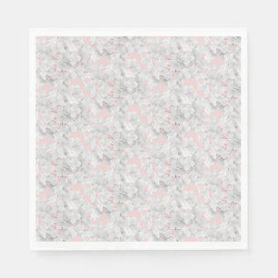 Serviette En Papier Pétales Blanches À Fleur D'Hydrangée Sur Rose