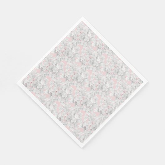 Serviette En Papier Pétales Blanches À Fleur D'Hydrangée Sur Rose (Coin)