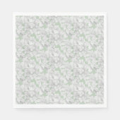Serviette En Papier Pétales Blanches À Fleur D'Hydrangée Sur Sage (Devant)