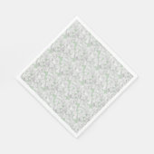 Serviette En Papier Pétales Blanches À Fleur D'Hydrangée Sur Sage (Coin)