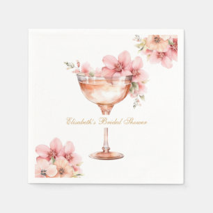 Serviette En Papier Pétales de rose dorée et cocktail de Prosecco