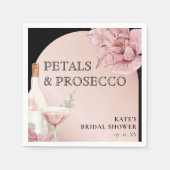 Serviette En Papier Pétales et Pourvue Fête des mariées Noir et Rose O (Devant)