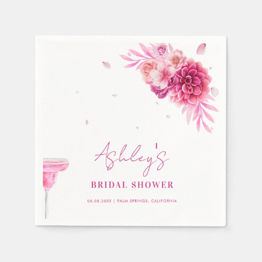 Serviette En Papier Pétales et Prosecco Fête des mariées florale rose  (Devant)