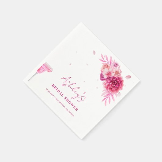 Serviette En Papier Pétales et Prosecco Fête des mariées florale rose  (Coin)