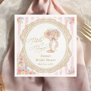 Serviette En Papier Pétales et Prosecco Rose et Or Fête de Mariage 
