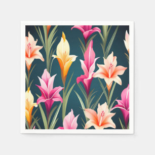 Serviette En Papier Pétales Gladiolus Abstrait Blooms Motif