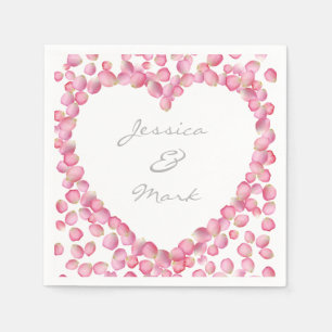 Serviette En Papier Pétales rose rose coeur papier personnalisé servie