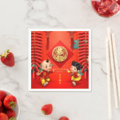 Serviette En Papier Pétards chinois traditionnels Rabbit Year PPN (En situation)