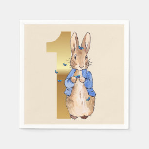 Serviette En Papier Peter le lapin avec des papillons bleus