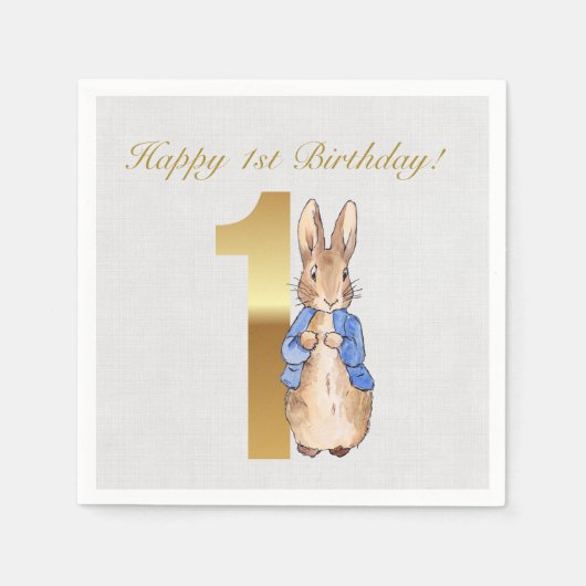 Serviette En Papier Peter le lapin Joyeux 1er anniversaire (Devant)