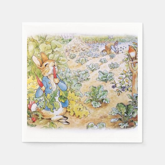 Serviette En Papier Peter le lapin mange des carottes (Devant)