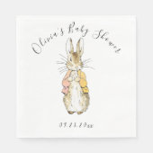 Serviette En Papier Peter Rabbit Baby shower rose et jaune (Devant)