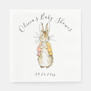 Serviette En Papier Peter Rabbit Baby shower rose et jaune