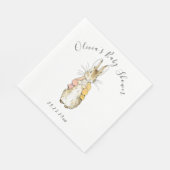 Serviette En Papier Peter Rabbit Baby shower rose et jaune (Coin)