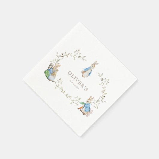 Serviette En Papier Peter Rabbit Beatrix Potter Verdure Aquarelle (Coin)